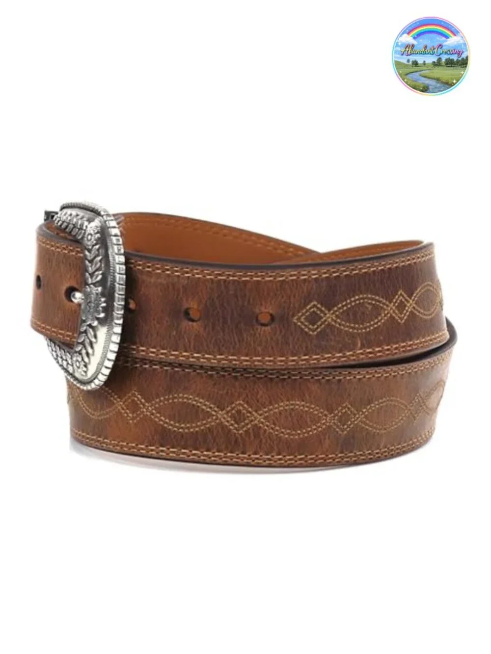 Women's Leather Tapered Belt with Removable Antiqued Silver Buckle